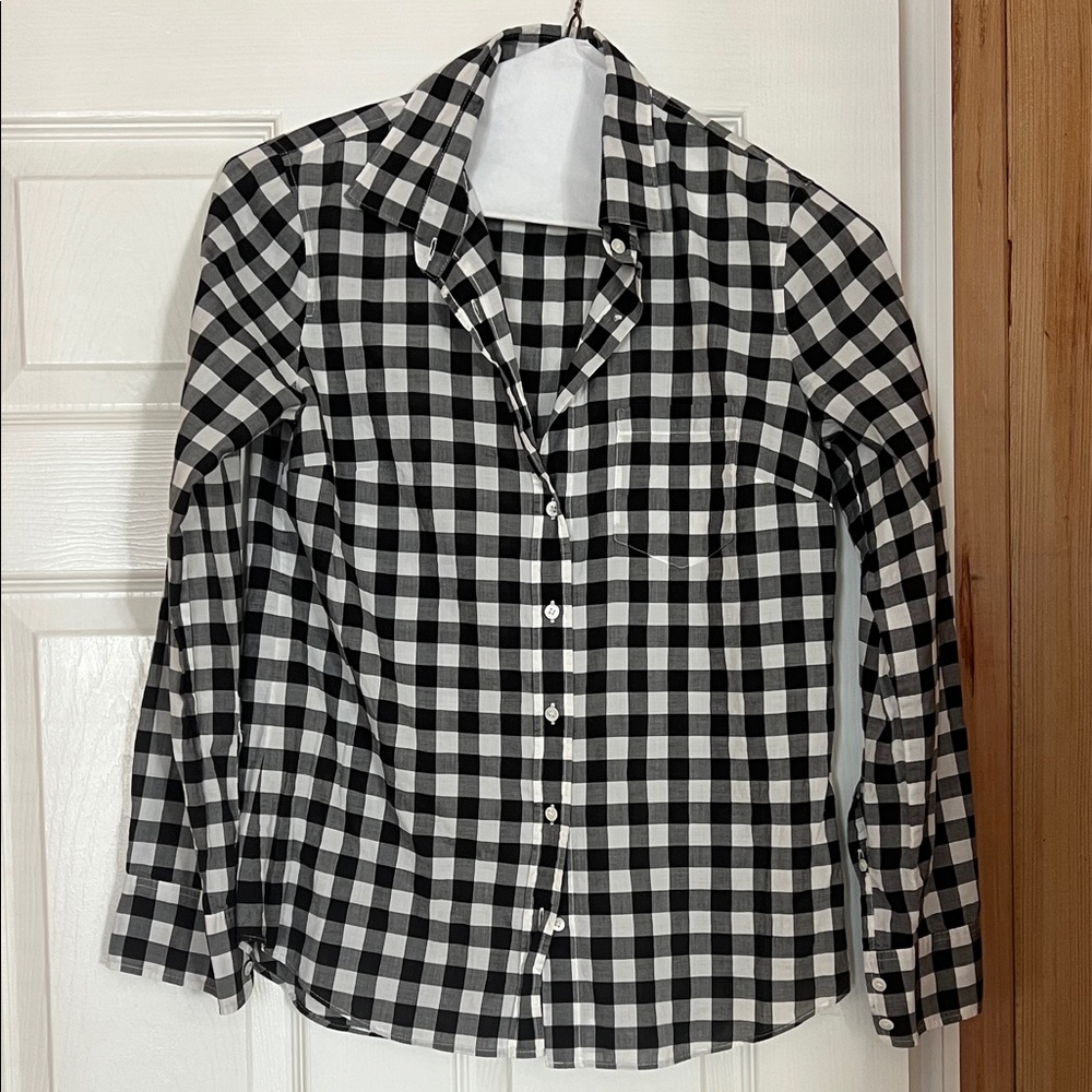 J. Crew Black and White Gingham Shirt
